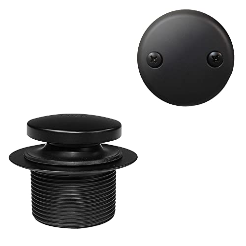 Westbrass D93-2-62 1-1/2" Tip-Toe Bathtub Drain Plug Trim Set with Two-Hole Overflow Faceplate, Matte Black