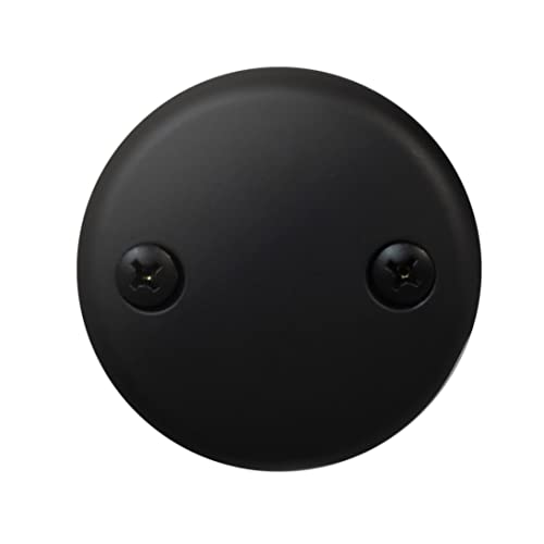 Westbrass D93-2-62 1-1/2" Tip-Toe Bathtub Drain Plug Trim Set with Two-Hole Overflow Faceplate, Matte Black