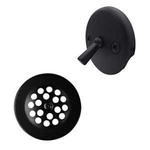 westbrass d92-62 3-1/8" trip lever bathtub and shower drain kit with 2-hole overflow faceplate, 1-pack, matte black