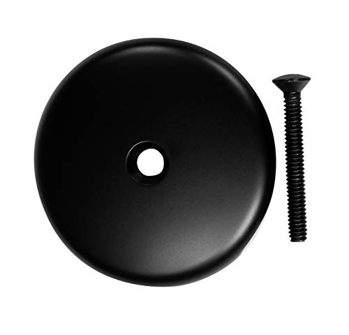 Westbrass D931K-62 1-3/8" Fine Thread Tip-Toe Bathtub Drain Plug Trim Set with One-Hole Overflow Faceplate and 1-1/2" Adapter Bushing, Matte Black