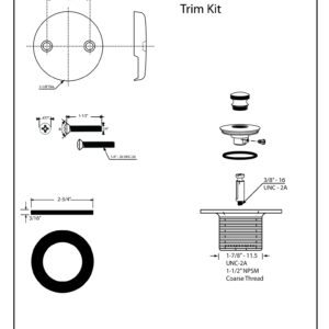 Westbrass Twist & Close Tub Trim Set with Two-Hole Overflow Faceplate, Matte Black, D94-2-62