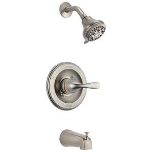 delta faucet classic 13 series single-function tub and shower trim kit with single-spray touch-clean shower head, stainless t13220-ss (valve not included)