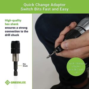 Greenlee DTAPKIT Drill/Tap Kit for Metal, One-Step Drilling, Tapping, and Deburring/Countersinking Set with Quick Change Adaptor