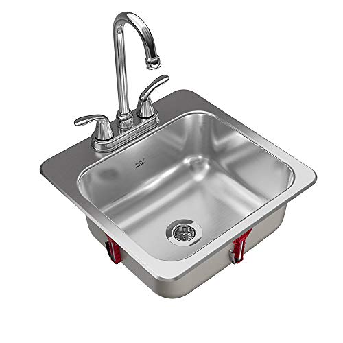 KINDRED Stainless Steel, Essentials Kit 15 x 6-inch Deep Drop-In Bar or Utility Sink in Satin, FBFS602NKIT, One Size