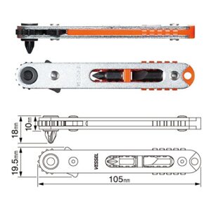 VESSEL Low-Profile Flat Plate Ratchet Screwdriver Set (TD76J (Straight Type))