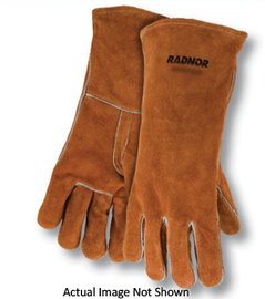 radnor large 14" brown select split cowhide cotton lined left hand welders glove (64057633)