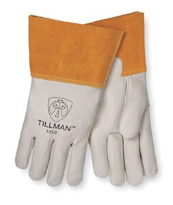 john tillman & co 1350l top grain pearl gray leather premium grade tig welders glove with kevlar stitching, wing thumb, 4" cuff and seamless forefinger