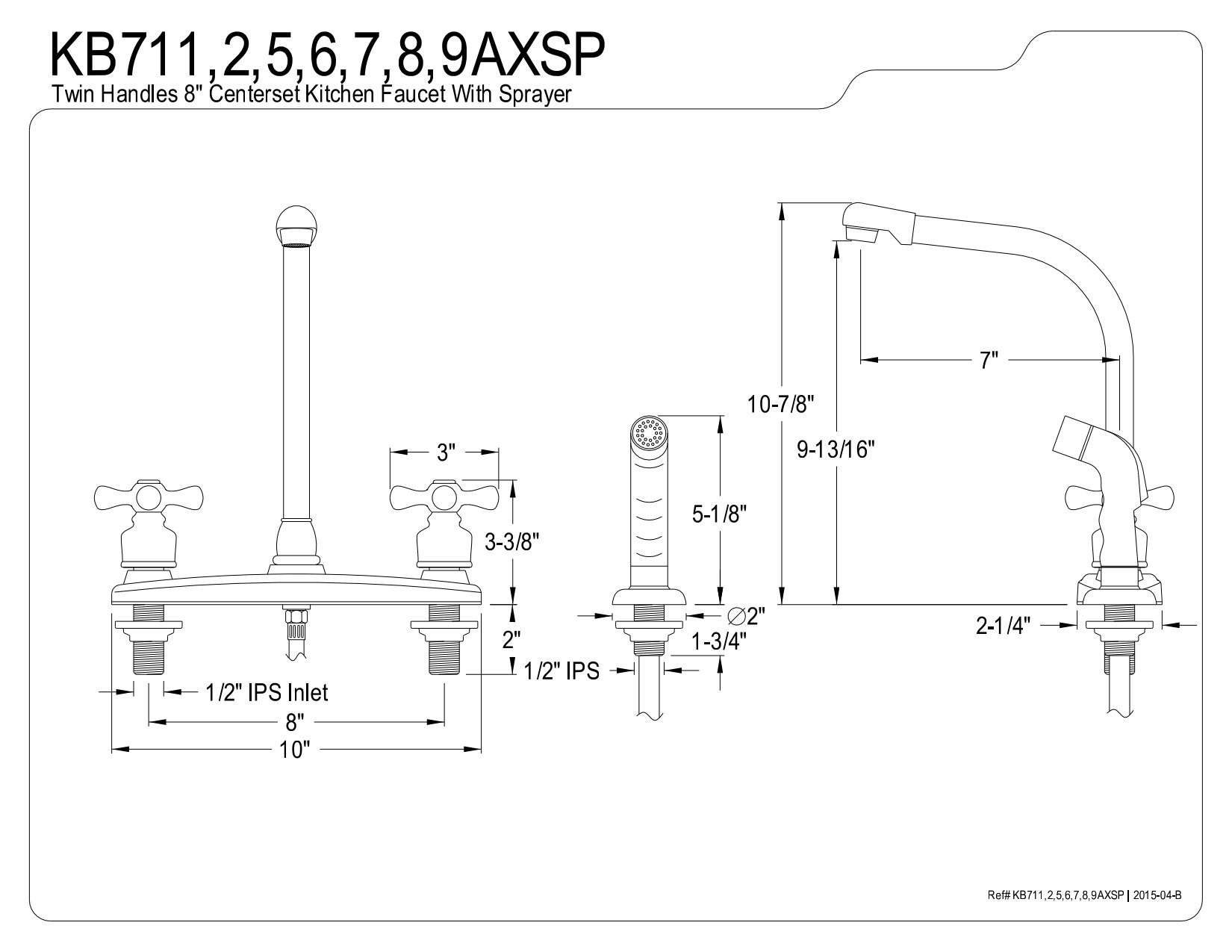 Kingston Brass KB715AXSP Victorian 8" Centerset Kitchen Faucet, Oil Rubbed Bronze