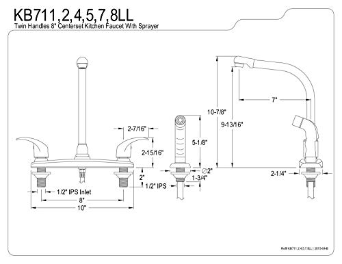 Kingston Brass KB717LL Legacy 8-Inch Centerset Kitchen Faucet, Brushed Nickel/Polished Chrome