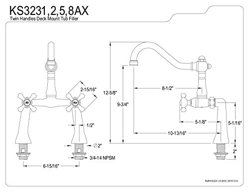 Kingston Brass KS3235AX Restoration Clawfoot Tub Faucet, Oil Rubbed Bronze