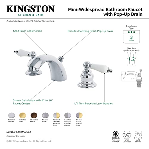 Kingston Brass KB948B Victorian Mini Spread Lavatory Faucet, Brushed Nickel, 4.5 x 3.5 x 2.06