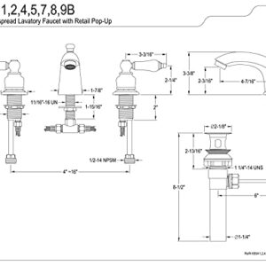 Kingston Brass KB948B Victorian Mini Spread Lavatory Faucet, Brushed Nickel, 4.5 x 3.5 x 2.06