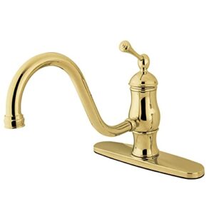 kingston brass ks1572blls heritage kitchen faucet, 11" in spout reach, polished brass