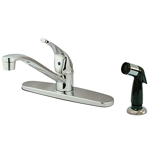 Kingston Brass KB5720 Chatham Single Lever Handle Kitchen Faucet with Side Sprayer, 8-Inch, Polished Chrome