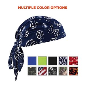 Ergodyne - 12480 Chill Its 6615 Dew Rag, Lined with Terry Cloth Sweatband, Sweat Wicking, Navy Western