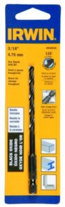 irwin tools 4935639 black oxide hex shank drill bit, 3/16-inch