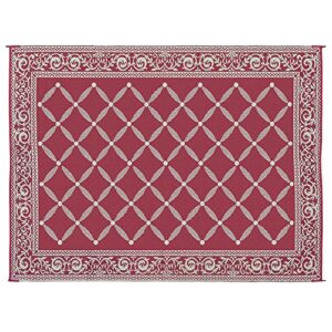 Stylish Camping 119125 9-feet by 12-feet Reversible Mat, Plastic Straw Rug, Large Floor Mat for Outdoors, RV, Patio, Backyard, Picnic, Beach, Camping (Burgundy/Beige)