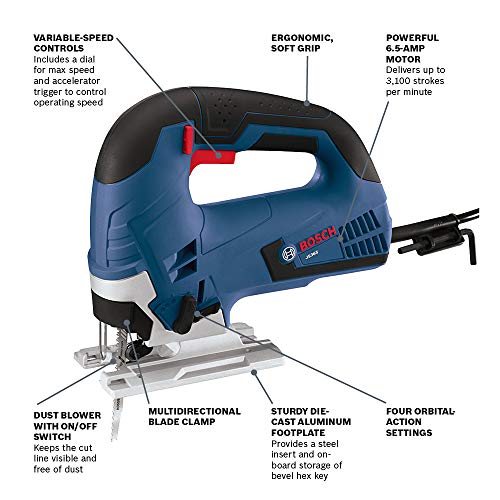 BOSCH 120-Volt Top-Handle Jigsaw Kit JS365 Blue, 6.5 Amp