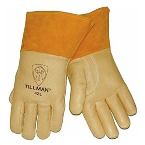 john tillman x-large brown top grain pigskin cottonfoam lined premium grade mig welders gloves with straight thumb, 4" cuff and kevlar lock stitching (42xl)