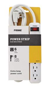 prime wire & cable pb801115 6-outlet power strip with 14-3 sjt 8-feet cord,white
