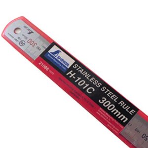 Shinwa H101-C 300 mm Rigid "Zero Glare" Metric Machinist Ruler/Rule Scale .5 mm & mm Markings