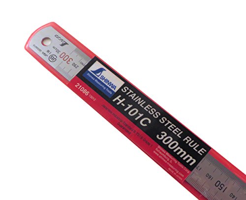 Shinwa H101-C 300 mm Rigid "Zero Glare" Metric Machinist Ruler/Rule Scale .5 mm & mm Markings