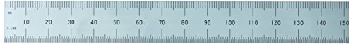 Shinwa H-3412A 6" 150 mm Rigid English Metric Zero Glare Satin Chrome Stainless Steel E/M Machinist Engineer Ruler/Rule with Graduations in 1/64, 1/32, mm and .5 mm