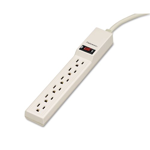 Fellowes 99000 6 Outlet Power Strip, 4-Ft Long Cord, 15 amp, Platinum