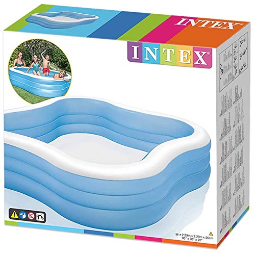 INTEX 57495EP Beach Wave Inflatable Swim Center Pool: 357 Gallon Capacity – 90" x 90" x 22" – Color May Vary