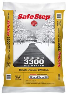 safe step rock salt ice melter sodium chloride (rock salt) melts ice down to 5 f / -15 c 50 lbs.
