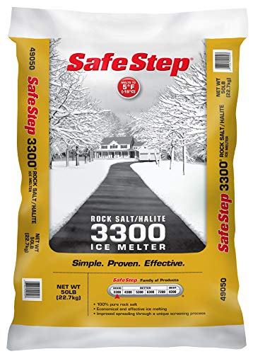 Safe Step Rock Salt Ice Melter Sodium Chloride (Rock Salt) Melts Ice Down to 5 F / -15 C 50 Lbs.