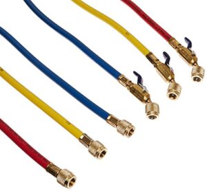 yellow jacket gidds-505049 charging hose set 60" with compact ball valve