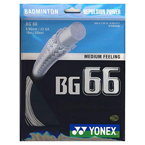 YONEX BG 66 (.66) Badminton String Set (Silver Gray)