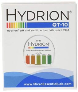 micro essential laboratory qt-10 plastic hydrion low range quat check test paper dispenser, single roll, food service test strips, 0 - 400ppm