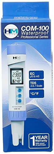 HM Digital COM-100 HMDCOM100 Waterproof EC/TDS And Amp Temperature Combo Meter, 2.1&quot x 2.9&quot x 8.9&quot, White/Purple