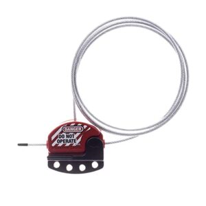 master lock s806 adjustable lockout tagout steel cable, 5/32" diameter, black/red