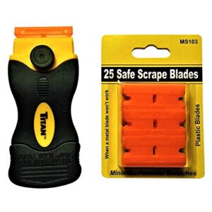 25 plastic double edged razor blade and titan razor scraper