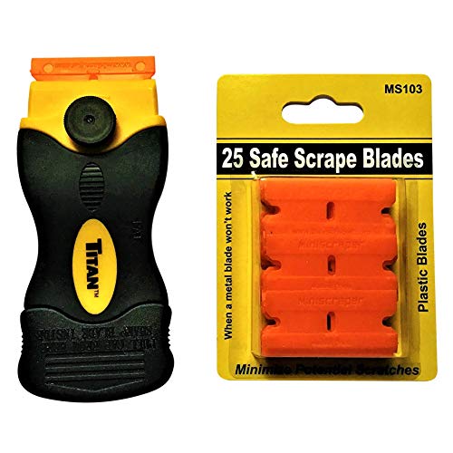 25 Plastic Double Edged Razor Blade and Titan Razor Scraper