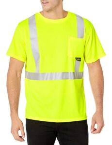 radians unisex adult st11 industrial safety shirt short sleeve, safety green, x-large us