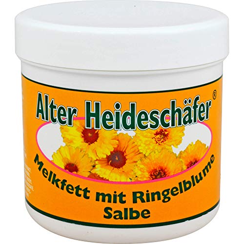 Calendula + Melkfett Soothing Salve - Sore, Irritated Skin, Stings, Insect Bites, Minor Burns- Large 250ml by Alter Heideschafer