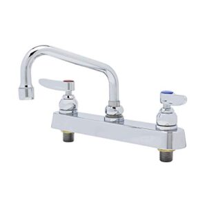 t&s brass b-1120 workboard faucet, deck mount, 8-inch centers, 6-inch swing nozzle, lever handles