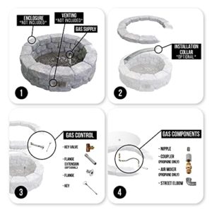 Spotix HPC Round Match Lit Fire Pit Burner Kit (FPS30HCKIT-NG-MSCB) with 30-Inch Stainless Steel Burner, Natural Gas, Polished Chrome, with Flange, Key, Valve, Flex Line and Fittings