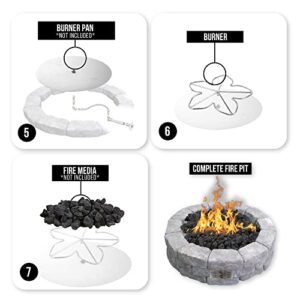 Spotix HPC Match Lit Fire Pit Burner Kit (FPS48HCKIT-NG-MSCB), Round, 48-Inch Burner, Natural Gas, Polished Chrome, with Flange, Key, Valve, Flex Line and Fittings