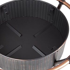 Fire Sense 60859 Fire Pit Copper Rail Steel Fire Bowl with Weave Pattern Wood Burning Lightweight Portable Outdoor Firepit Backyard Fireplace Included Screen Lift Tool - Antique Bronze - 27.5"