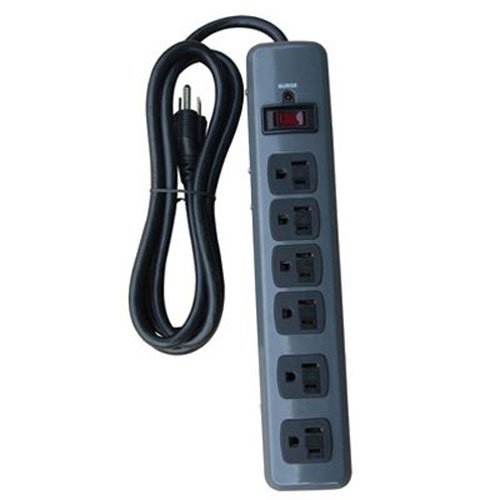 Master Electrician PS-649F-3 6 Outlet Surge Strip, Black