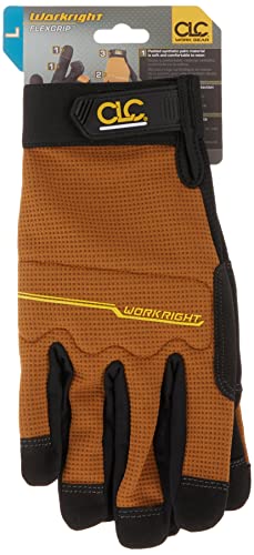 Custom Leathercraft124L Workright Flex Grip Work Gloves, Shrink Resistant, Improved Dexterity, Tough, Stretchable, Excellent Grip , Assorted