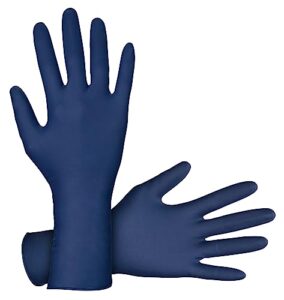 thickster powder-free exam grade latex disposable gloves. size medium. blue, 14 mil thickness, 12" length. fully textured for superior grip. single use. pack of 50. (6602-20)