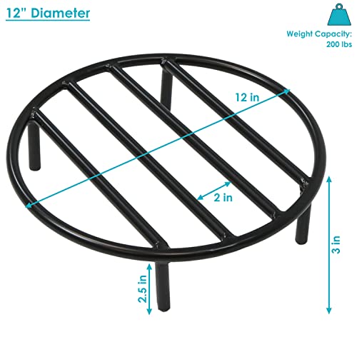 Sunnydaze Fire Pit Grate - Heavy-Duty Steel - Round Firewood Grate for Outdoor Firepits - 12-Inch Black