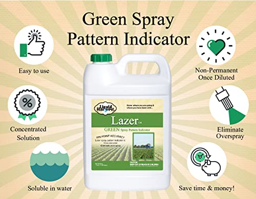 Liquid Harvest Lazer Green Concentrated Spray Pattern Indicator - 1 Gallon (128 Ounces) - Perfect Weed Spray Dye, Herbicide Dye, Fertilizer Marking Dye, Turf Marker and Herbicide Marker