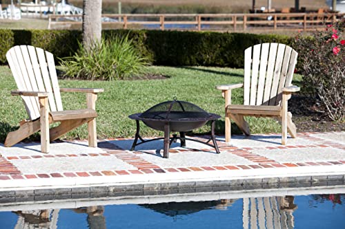 Fire Sense 60857 Fire Pit Roman Brushed Painted Steel Legs Wood Burning Lightweight Portable Patio Outdoor Firepit Backyard Fireplace Included Screen Lift Tool - 35"